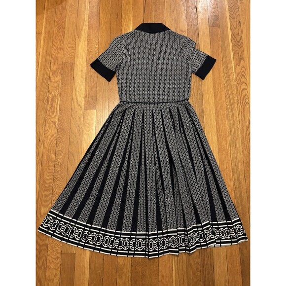 Tory Burch GEMINI LINK POLO DRESS Navy Blue White Size XS Jacquard NO BELT - Picture 8 of 8